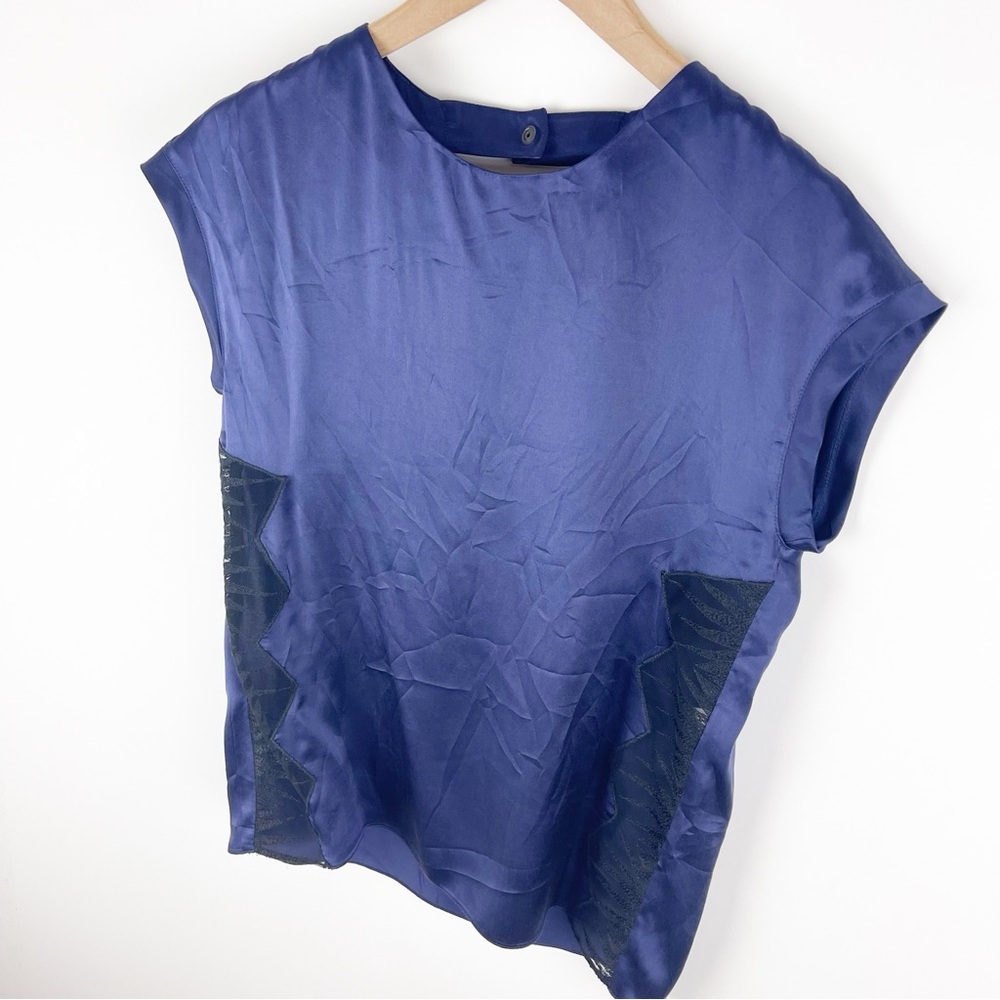 Sandro Silk Side Lace Panel Blouse Size 1 - Picture 4 of 13